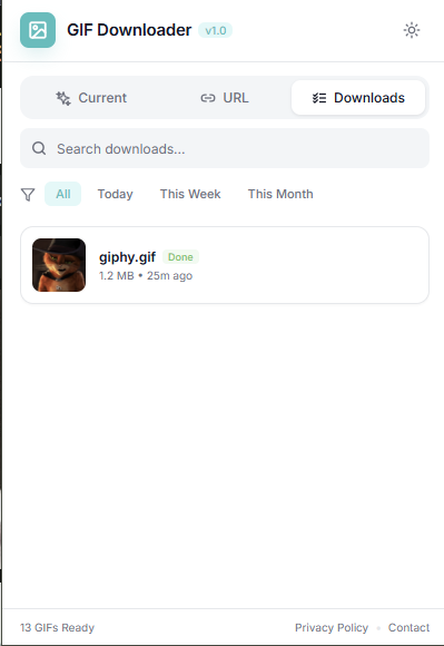 GIF Downloader Chrome Extension UI